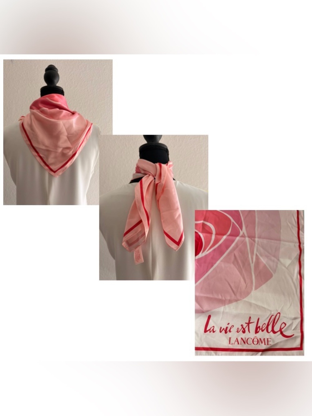 Lancôme La Vie Est Belle Pink Silk Effect Square Scarf | Luxury Feminine